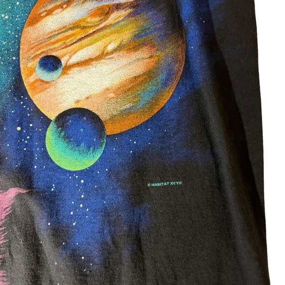 Vintage 90s Habitat Solar System Tee Mens XL Black Crewneck Graphic Short Sleeve - Picture 5 of 8